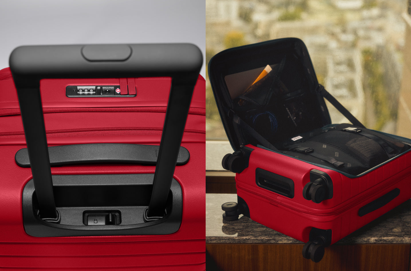 Carry-On handle and interior detail